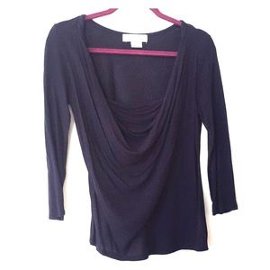Michael Kors navy blue cowl neck long sleeve shirt